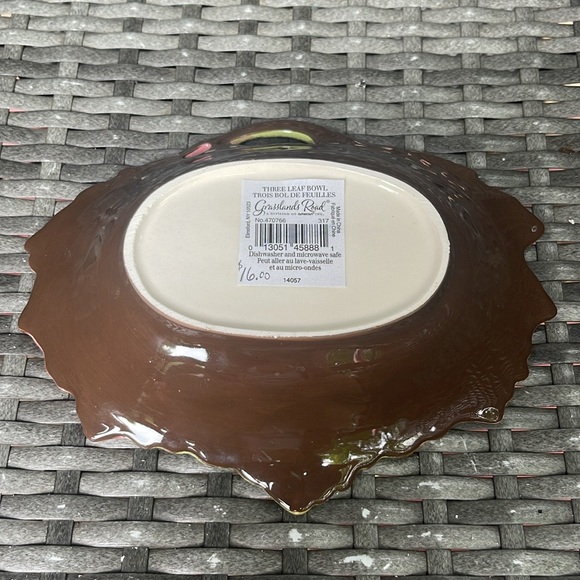 Grasslands Road Fall Autumn Leaves Three Leaf Bowl Trinket Serving Keys Change - Picture 2 of 4